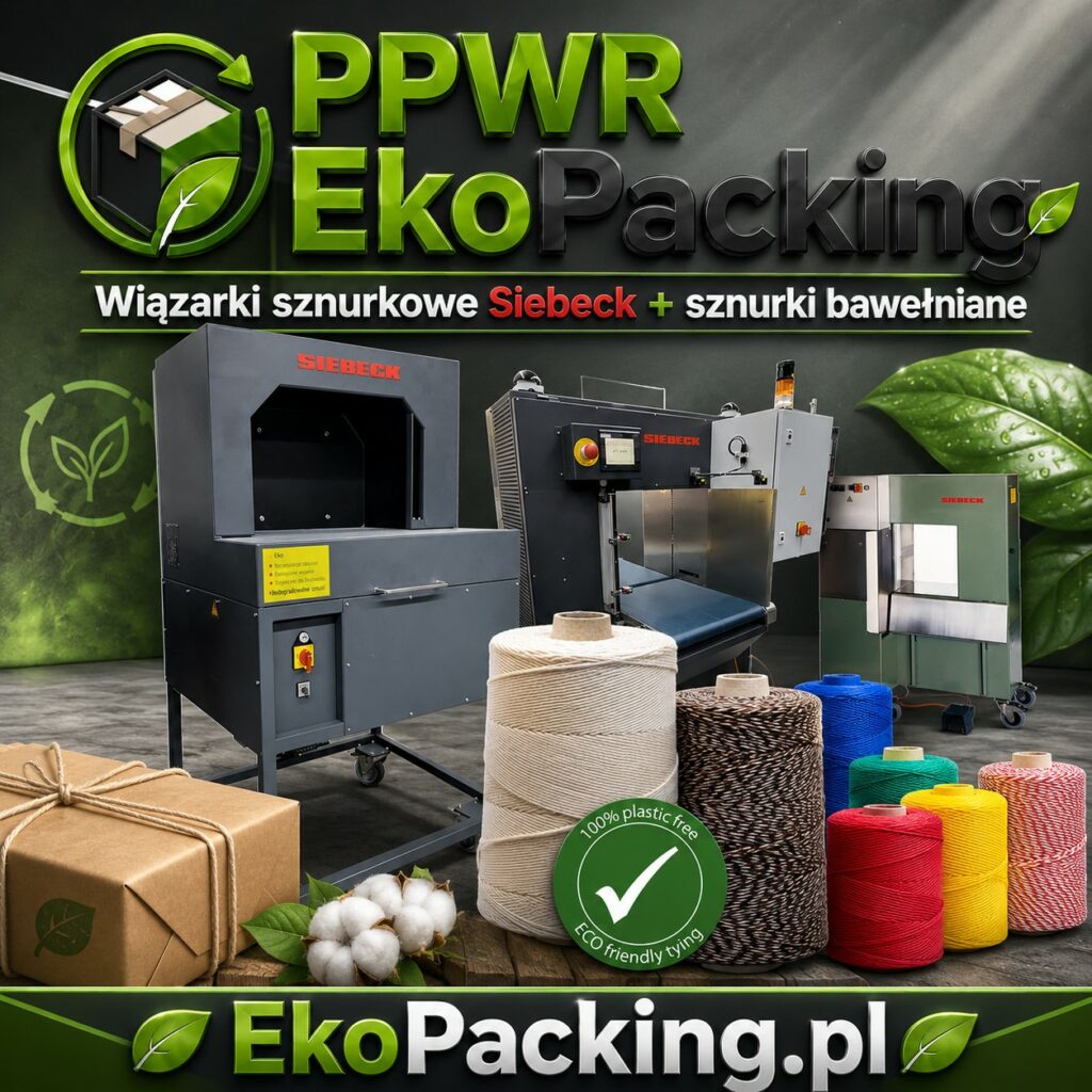 Wiązarki sznurkowe Siebeck + sznurki bawełniane w kontekście PPWR. PPWR EkoPacking Wiązarki sznurkowe i sznurek pakowy bawełniany