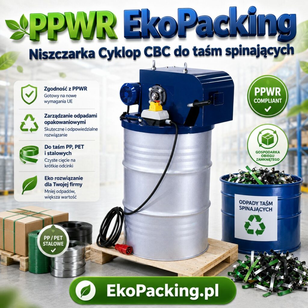PPWR EkoPacking Cyklop CBC. Niszczarka taśm spinających
